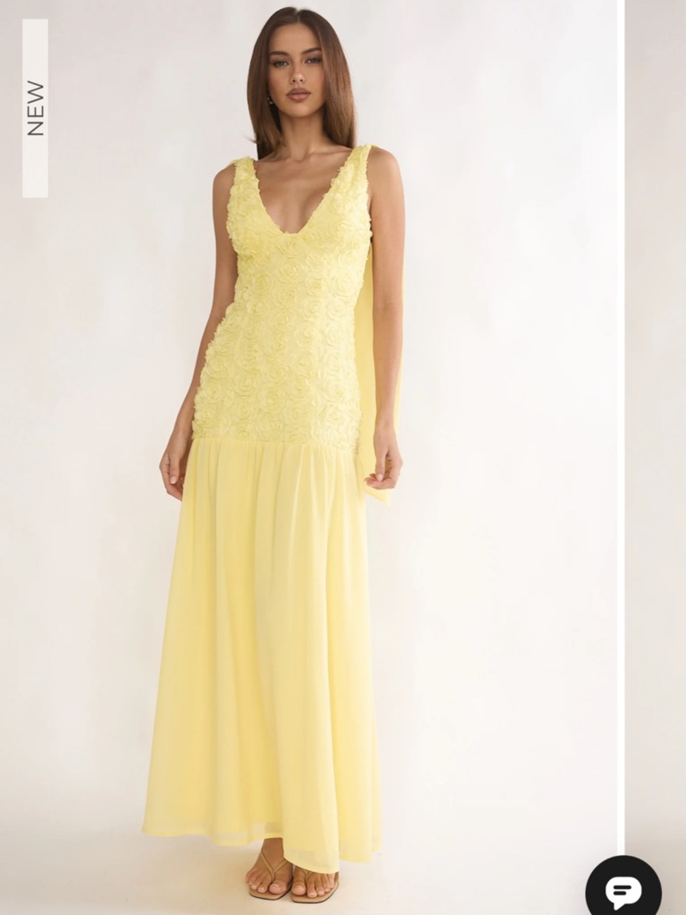 Selfie Leslie Marcellia Tied Back Maxi Dress Embellished Yellow, Wedding guest
